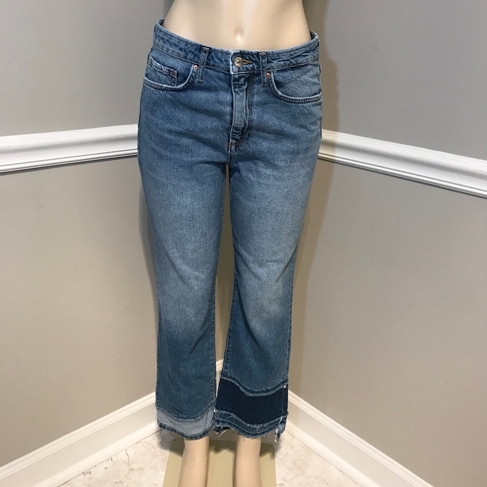 H&M Straight Cropped High Waist  Blue Jeans Sz 30